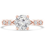 Round Lab Created Diamond Solitaire with Accents Engagement Ring in Rose Gold Bezel Set Accents (MVSLG1295-R)