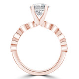 Round Lab Created Diamond Solitaire with Accents Engagement Ring in Rose Gold Bezel Set Accents (MVSLG1295-R)