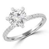 Round Lab Created Diamond 6-Prong Solitaire with Accents Engagement Ring in White Gold (MVSLG1297-W)