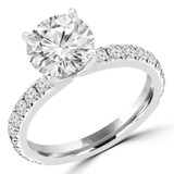 Round Lab Created Diamond Solitaire with Accents Engagement Ring in White Gold (MVSLG1298-W)