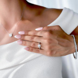 Round Lab Created Diamond Solitaire with Accents Engagement Ring in White Gold (MVSLG1298-W)