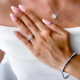 Round Lab Created Diamond Solitaire with Accents Engagement Ring in White Gold (MVSLG1298-W)