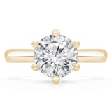 Round Lab Created Diamond 6-Prong Hidden Halo Solitaire with Accents Engagement Ring in Yellow Gold (MVSLG1304-Y)