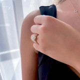 Round Lab Created Diamond Marquise Cathedral Halo Engagement Ring in Yellow Gold (MVSLG1306-Y)