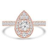Round Lab Created Diamond Pear Halo Engagement Ring in Rose Gold with Accents (MVSLG1307-R)