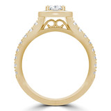Round Lab Created Diamond Pear Halo Engagement Ring in Yellow Gold with Accents (MVSLG1307-Y)