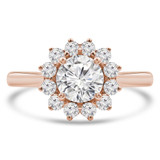 Round Lab Created Diamond Tapered Floral Halo Engagement Ring in Rose Gold (MVSLG1308-R)