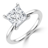 Princess Lab Created Diamond Hidden Halo Solitaire with Accents Engagement Ring in White Gold (MVSLG1312-W)