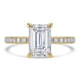 Emerald Lab Created Diamond Hidden Halo Solitaire with Accents Engagement Ring in Yellow Gold (MVSLG1313-Y)