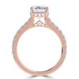 Emerald Lab Created Diamond Cathedral Open Bridge Hidden Halo Solitaire with Accents Engagement Ring in Rose Gold (MVSLG1314-R)