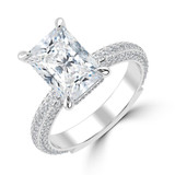 Radiant Lab Created Diamond Hidden Halo Solitaire with Accents Engagement Ring in White Gold (MVSLG1315-W)