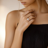 Radiant Lab Created Diamond Hidden Halo Solitaire with Accents Engagement Ring in White Gold (MVSLG1315-W)