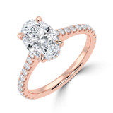 Oval Lab Created Diamond Cathedral Open Bridge Hidden Halo Solitaire with Accents Engagement Ring in Rose Gold (MVSLG1316-R)
