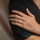 Oval Lab Created Diamond Cathedral Open Bridge Hidden Halo Solitaire with Accents Engagement Ring in Rose Gold (MVSLG1316-R)