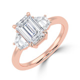 Emerald Lab Created Diamond Open Bridge Three-Stone Engagement Ring in Rose Gold (MVSLG1318-R)