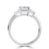 Emerald Lab Created Diamond Open Bridge Three-Stone Engagement Ring in White Gold (MVSLG1318-W)