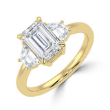 Emerald Lab Created Diamond Open Bridge Three-Stone Engagement Ring in Yellow Gold (MVSLG1318-Y)