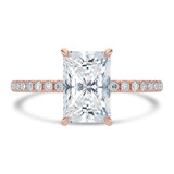 Radiant Lab Created Diamond Open Bridge Hidden Halo Solitaire with Accents Engagement Ring in Rose Gold (MVSLG1320-R)