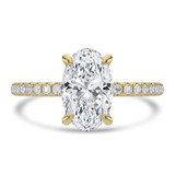 Oval Lab Created Diamond Open Bridge Solitaire with Accents Engagement Ring in Yellow Gold (MVSLG1321-Y)