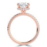 Oval Lab Created Diamond Hidden Halo Solitaire with Accents Engagement Ring in Rose Gold (MVSLG1322-R)