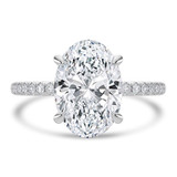 Oval Lab Created Diamond Hidden Halo Solitaire with Accents Engagement Ring in White Gold (MVSLG1322-W)