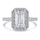 Emerald Lab Created Diamond Emerald Halo Engagement Ring in White Gold (MVSLG1324-W)