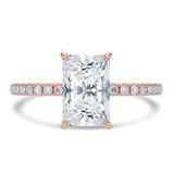 Radiant Lab Created Diamond Hidden Halo Solitaire with Accents Engagement Ring in Rose Gold (MVSLG1325-R)