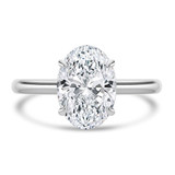Oval Lab Created Diamond Cathedral Open Bridge Hidden Halo Solitaire with Accents Engagement Ring in White Gold (MVSLG1326-W)