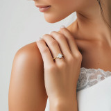 Radiant Lab Created Diamond Tapered Cathedral Open Bridge Three-Stone Engagement Ring in Yellow Gold (MVSLG1327-Y)