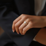 Radiant Lab Created Diamond Tapered Cathedral Open Bridge Three-Stone Engagement Ring in Yellow Gold (MVSLG1327-Y)