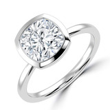 Cushion Lab Created Diamond Open Bridge Bezel Set Solitaire Engagement Ring in White Gold (MVSLG1340-W)