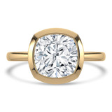 Cushion Lab Created Diamond Open Bridge Bezel Set Solitaire Engagement Ring in Yellow Gold (MVSLG1340-Y)