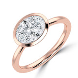 Oval Lab Created Diamond Open Bridge Bezel Set Solitaire Engagement Ring in Rose Gold (MVSLG1341-R)