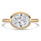 Oval Lab Created Diamond Open Bridge Bezel Set Solitaire Engagement Ring in Yellow Gold (MVSLG1341-Y)