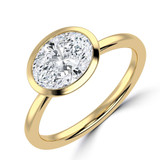 Oval Lab Created Diamond Open Bridge Bezel Set Solitaire Engagement Ring in Yellow Gold (MVSLG1341-Y)