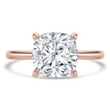Cushion Lab Created Diamond Open Bridge Hidden Halo Solitaire with Accents Engagement Ring in Rose Gold (MVSLG1345-R)