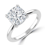 Cushion Lab Created Diamond Open Bridge Hidden Halo Solitaire with Accents Engagement Ring in White Gold (MVSLG1345-W)