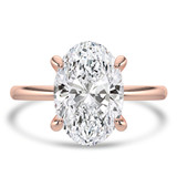 Oval Lab Created Diamond Open Bridge Hidden Halo Solitaire with Accents Engagement Ring in Rose Gold (MVSLG1346-R)