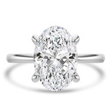 Oval Lab Created Diamond Open Bridge Hidden Halo Solitaire with Accents Engagement Ring in White Gold (MVSLG1346-W)