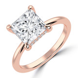 Princess Lab Created Diamond Open Bridge Hidden Halo Solitaire with Accents Engagement Ring in Rose Gold (MVSLG1348-R)
