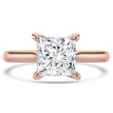 Princess Lab Created Diamond Cathedral Trellis Solitaire Engagement Ring in Rose Gold (MVSLG1350-R)