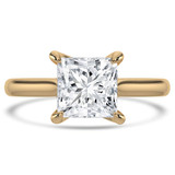Princess Lab Created Diamond Cathedral Trellis Solitaire Engagement Ring in Yellow Gold (MVSLG1350-Y)