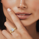 Princess Lab Created Diamond Cathedral Trellis Solitaire Engagement Ring in Yellow Gold (MVSLG1350-Y)
