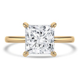 Princess Lab Created Diamond Hidden Halo Solitaire with Accents Engagement Ring in Yellow Gold (MVSLG1352-Y)