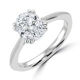 Oval Lab Created Diamond Vintage Tapered Cathedral Open Bridge Double Prong Solitaire Engagement Ring in White Gold (MVSLG1363-W)