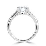 Oval Lab Created Diamond Vintage Tapered Cathedral Open Bridge Double Prong Solitaire Engagement Ring in White Gold (MVSLG1363-W)