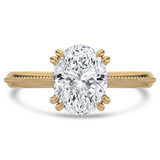 Oval Lab Created Diamond Vintage Tapered Cathedral Open Bridge Double Prong Solitaire Engagement Ring in Yellow Gold (MVSLG1363-Y)