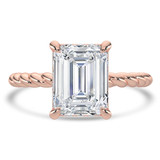 Emerald Lab Created Diamond Braided Hidden Halo Open Bridge Solitaire with Accents Engagement Ring in Rose Gold (MVSLG1364-R)