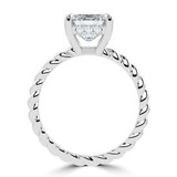 Emerald Lab Created Diamond Braided Hidden Halo Open Bridge Solitaire with Accents Engagement Ring in White Gold (MVSLG1364-W)