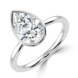 Pear Lab Created Diamond Bezel Set Open Bridge Solitaire Engagement Ring in White Gold (MVSLG1365-W)